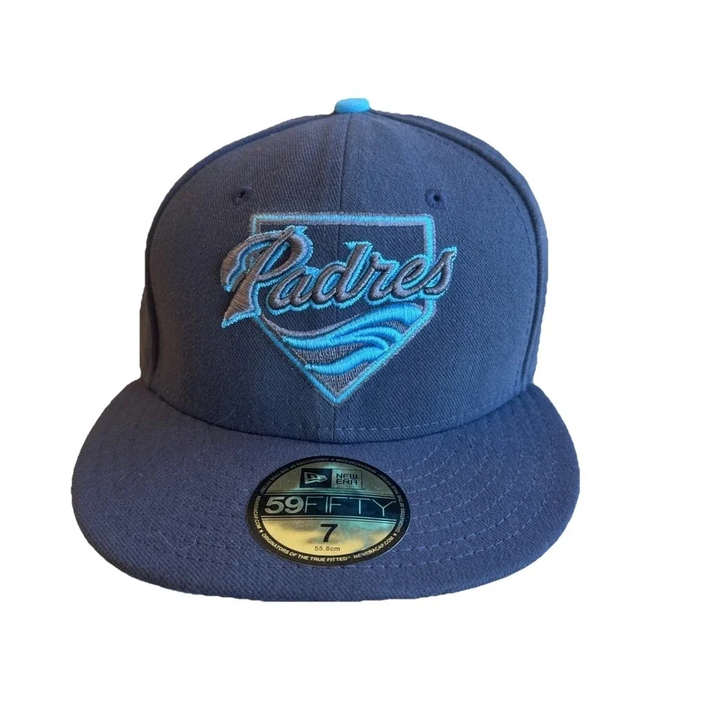 New Era‎ 59Fifty San Diego Padres Fitted Hat Size 7 Gray Blue Baseball Friar